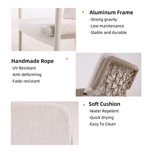 Meubles de jardin de luxe, chaises de patio et table en aluminium, ensemble de salle à manger d'extérieur pour hôtel, restaurant, usage commercial - Product Image 3
