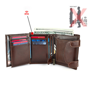 <b>Men's</b> <b>Tri</b> <b>Fold</b> <b>Wallet</b> Short Genuine Leather Anti Theft Multiple Card Slots Everyday Use - Product Image 5