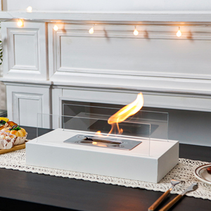 Foyer de table populaire en métal blanc de rectangle de <span class=keywords><strong>cheminée</strong></span> de <span class=keywords><strong>bio</strong></span><span class=keywords><strong>éthanol</strong></span> <span class=keywords><strong>pour</strong></span> le décor extérieur de table de jardin - Product Image 2