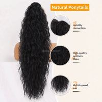 Vente en Gros Queue de Cheval à Pince Cheveux Synthétiques Ondulés Style Tressé Volumineux de 30 Pouces, Port Quotidien, Type Pré-Collé pour Femme