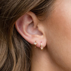 Versione coreana di Little Bear orecchini squisiti e compatti orecchini in zircone placcato oro 18k per ragazze - Product Image 2