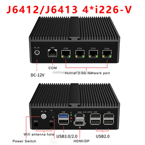 Celeron J6412/J6413 <span class=keywords><strong>CPU</strong></span> Công Nghiệp Mini PC Nhôm Hộp 4X I226 2.5Glan Tường Lửa Máy Chủ Win11 Ubuntu Mini PC Máy Tính 4G 5G Sim - Product Image 2