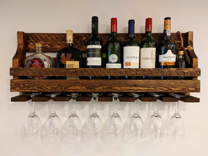 Vente directe usine : Étagère murale <span class=keywords><strong>en</strong></span> <span class=keywords><strong>bois</strong></span> de pin pour bouteilles et verres à vin - Product Image 1