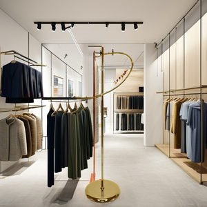 Expositor Circular Dorado para Ropa con <span class=keywords><strong>29</strong></span> Perlas para Tiendas Minoristas, Soporte de Metal de Lujo para Ropa de 1700 mm de Altura - Product Image 4