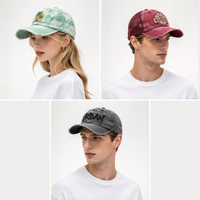 Casquette de baseball en coton délavé et vieilli, non structurée, à profil bas et visière incurvée, avec logo monogramme et initiales brodées personnalisées