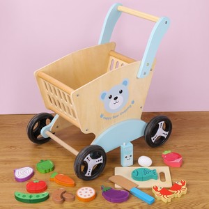 Carrello della spesa in legno a forma di orsetto all'ingrosso, giocattolo educativo per il taglio di verdure colorate, giochi di apprendimento per il riconoscimento e l'intelligenza - Product Image 3