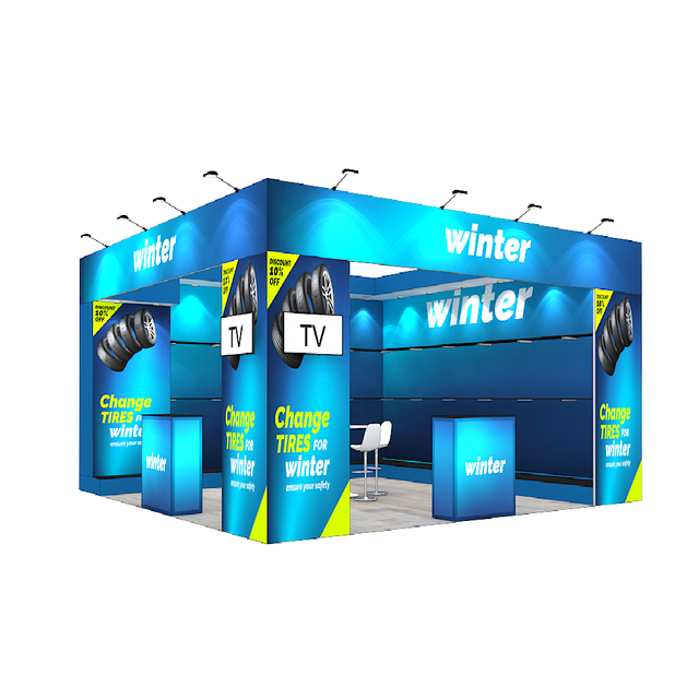 20x20 Dye Sublimation Portable Foldable Collapsible Modular Reusable Aluminum Backlit Booth Shelves Trade Show Display