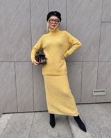 Nouvelle Collection Automne/Hiver 2026 – Ensemble Tricoté Ample en Laine Anti-Boulochage à Col Roulé Style Européen-Américain pour Femme de Bureau