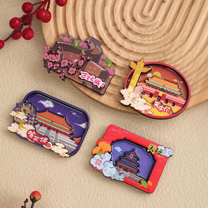 Ville en trois dimensions écologique résine artisanat aimant chute colle réfrigérateur touristique mémorial en gros - Product Image 2