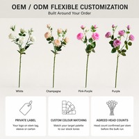 Fleur artificielle de rose à 6 têtes Joho, réaliste, avec tige, vente en gros, OEM, ODM, pour acheteurs professionnels, devis, stock, fournisseur d'usine