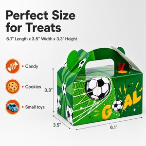 Caja de Regalo Personalizada al por Mayor para Fiestas de Fútbol, Caja de Dulces de Papel Verde con Asa para Fiestas de Cumpleaños Infantiles, Suministros al por Mayor - Product Image 2