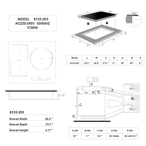 DOOPEN Vente directe usine ODM OEM Table de cuisson à induction 3 brûleurs 3,7 kW 31 pouces encastrable avec commande coulissante - Product Image 4