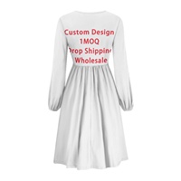 Robe décontractée imprimée pour femme, coupe ample, à manches longues, boutonnée, longueur genou, en tissu élastique respirant, idéale pour le dropshipping