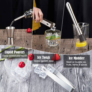 Sac de rangement multifonctionnel Kit de barman Outil 800ml + 550ml Boston Shaker, Jigger, Outils, Pierres à whisky - Product Image 5