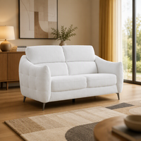 Ensemble de canapé sectionnel 2 places, revêtement en tissu doux, design minimaliste, assise profonde, pour appartement, salon, hôtel, villa, bois blanc