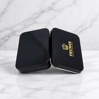Petite boîte rectangulaire en fer blanc avec couvercle à charnière, personnalisable pour bougies artisanales, emballage autocollant, recyclable