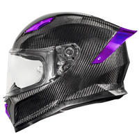 Casque en fibre de carbone 3K et violet, directement de l'usine - Certifié 3C et DOT, prêt à l'emploi, garantie de 12 mois