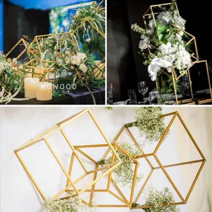 Vendita calda geometrica rettangolare fiore in metallo stand strada piombo centrotavola matrimonio stand per forniture decorazione di nozze
