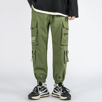 Celana Jogger Kargo Pria 2026 Custom Packaging High Waist 100% Polyester Worsted Wide Leg, Celana Olahraga Musim Gugur Berat Sedang Gaya High Street
