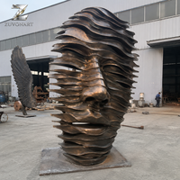 Sculpture abstraite en bronze sur mesure pour l'extérieur, art métallique moderne, statue pour la décoration de jardin, parc, paysage, finition patinée artisanale
