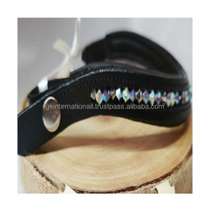 Bandas para cejas de caballo de cuero genuino, diseño personalizado con forma de onda, canal vacío, cristales y cuentas multicolor, banda ostentosa de alta calidad - Product Image 1
