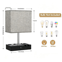 Lampe de chevet à intensité variable avec prises de charge USB, support de téléphone, abat-jour en tissu, lampe de bureau LED pour chambre à coucher, salon