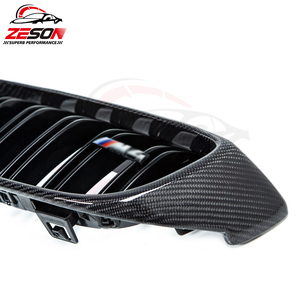 Grille de <span class=keywords><strong>calandre</strong></span> avant en fibre de carbone véritable pour BMW Série 4 F32 F33 F36 F80 M3 F82 M4 2013-2018, double lamelles, remplacement de la <span class=keywords><strong>calandre</strong></span> de pare-chocs - Product Image 3
