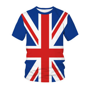 Logotipo personalizado Reino Unido bandera 3D <span class=keywords><strong>impresión</strong></span> hombres Retro Casual manga corta cuello redondo Camiseta verano ropa al aire libre 100% poliéster ajustado - Product Image 1