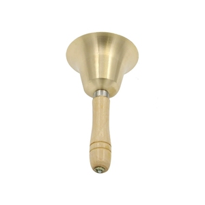 Polished Brass <b>Service</b> <b>Bell</b> Wood Handle Hand <b>Bell</b> For Dinner, Hotel, Pet Training And Holiday Decor - Product Image 1