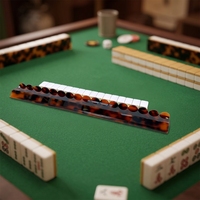 Poussoir de Mahjong en Acrylique Couleur Écaille de Tortue avec Fixation Magnétique, Poussoir Américain en Deux Pièces pour Cartes de Mahjong