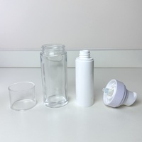 Botol Kemasan Kosmetik Kaca Portabel 30ml 50ml Baru 2025 dengan Pompa Semprot Cetak Sablon Bentuk Bulat