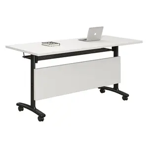 Escritorio de oficina Rectangular portátil plegable moderno, mesa de entrenamiento giratoria para personal de conferencia de estudiantes para aula escolar