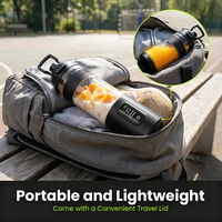 600ML Draagbare Blender, 6 SUS304 messen, Dubbele standen, LED-display, USB-C oplaadbaar, Vervangbare bodemkap, CE Rohs-Camping