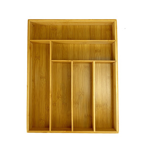 Organisateur de tiroir en bambou 31,3x41,3cm, boîte de rangement multi-usages à 5 ou 6 compartiments pour cuisine, bureau, bureau à domicile - Product Image 5