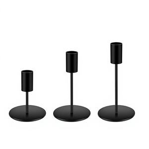 Ensemble de 3 bougeoirs en métal noir de qualité export, design classique, faits à la main, écologiques, luxueux et uniques pour anniversaires, mariages et décoration intérieure - Product Image 1