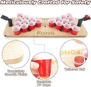 Mini bière-pong en bois ensemble bière-pong table avec trous <span class=keywords><strong>de</strong></span> tasse jeu à boire pour fête jeu <span class=keywords><strong>de</strong></span> plein air planche <span class=keywords><strong>de</strong></span> bière-pong en bois - Product Image 2