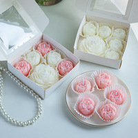 Coffret cadeau de bougie en cire de soja parfumée avec fleur de pivoine pour la Saint-Valentin