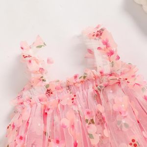 Vestito Tutu per Bambina Senza Maniche con Stampa Floreale Abito in Tulle da Principessa per Bambine con Fascia per Capelli 95% Cotone 5% - Product Image 6