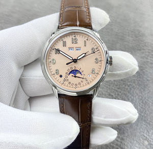 Reloj Mecánico de Lujo con Correa de Cuero y Números Arábigos Súper Luminosos, Caja de Acero Inoxidable, Resistente al Agua, con Puntero, a la Moda - Product Image 1