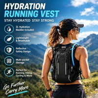 Gilet d'hydratation 2L léger avec poche à eau respirante pour la course, la randonnée et le cyclisme