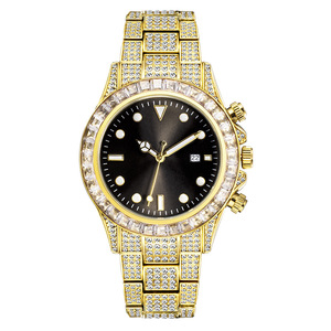 Reloj de lujo con diamantes dorados, esfera verde, analógico, de cuarzo, para hombre y mujer, unisex, cierre desplegable, cristal de zafiro de 42mm - Product Image 4