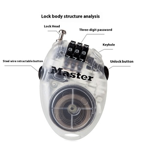 Antivol de <span class=keywords><strong>casque</strong></span> Master Lock en alliage de zinc pour vélo, <span class=keywords><strong>moto</strong></span> électrique, snowboard – <span class=keywords><strong>Cadenas</strong></span> télescopique à code pour sac à dos avec fonction antivol - Product Image 1