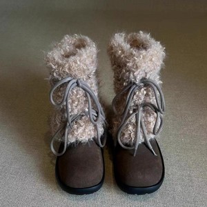 Botas de plataforma afelpadas para mujer, novedad 2025, en stock, estilo retro con cordones, botines cálidos de invierno con forro polar para la nieve - Product Image 4