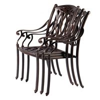 salle à manger empilable moderne de 5 pièces pour jardin d'extérieur, table de barbecue en fonte d'aluminium et chaises 4 places