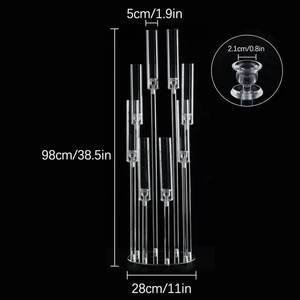 Wholesale <b>glass</b> tube <b>candlestick</b>, 10-arm round base acrylic <b>candlestick</b>, tall wedding table centerpiece decoration <b>candlestick</b> - Product Image 1