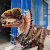 Modèle de dinosaure Dilophosaurus animatronique en acier pour parcs d'aventure intérieurs/extérieurs, centres commerciaux, personnalisable