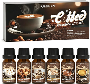ชุดน้ำมันหอมกลิ่นกาแฟสำหรับเครื่องกระจายกลิ่น สำหรับทำสบู่ เทียนหอม กลิ่นคาราเมล มัคคิอาโต้ มอคค่า ลาเต้ วานิลลาบีน ปั๊มพ์กินสไปซ์ - Product Image 1