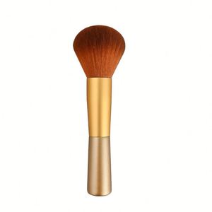 แปรงแต่งหน้าทรงพัดขนาดใหญ่ ขนแปรงแบบสแกลลอป สีแชมเปญ สำหรับแป้งฝุ่น บลัชออน - Product Image 5