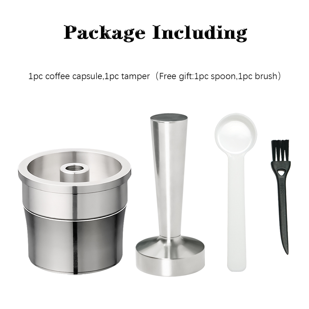 Silver(1pcs pod 1pcs tamper 1pcs spoon 1pcs brush)