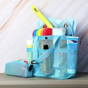 2025 Customizable Colorful Custom Printed Printing Logo Blue Shopping Tote <b>Bag</b> Black Polyester <b>Large</b> Mesh Summer <b>Beach</b> <b>Bags</b> - Product Image 5